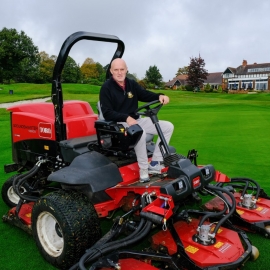 Jim Gilchrist operating the Groundsmaster 4500-D rotary mower.
