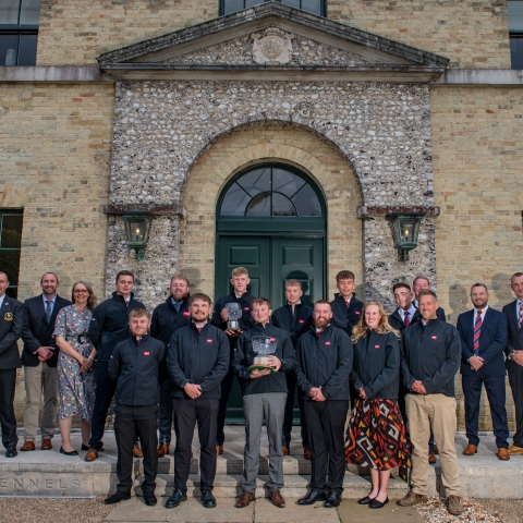 The finalists and awards judges gather outside The Kennels at Goodwood Estate