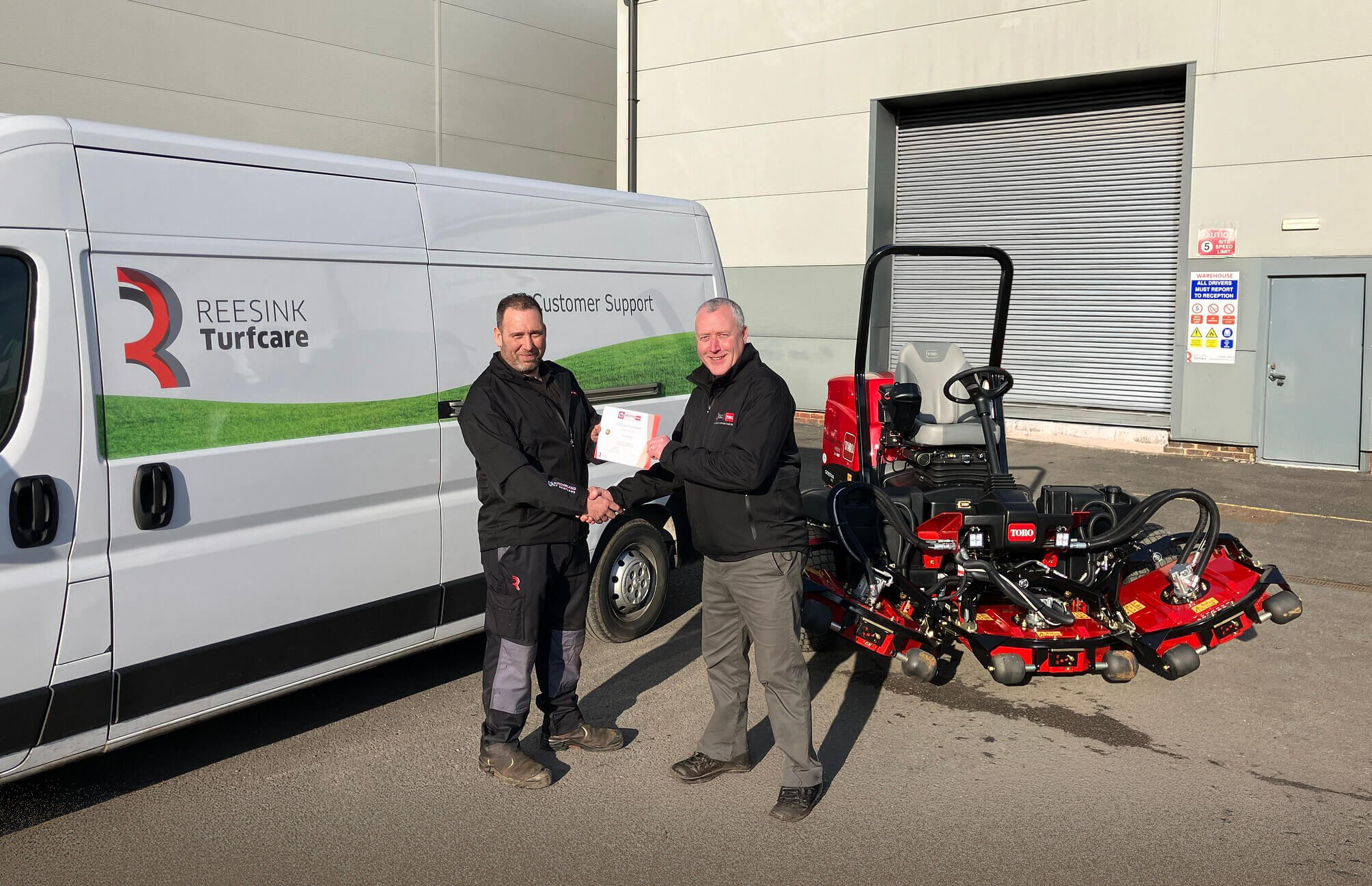Reesink Turfcare's Darrell Richards receiving award for completing the prestigious Master Service Technician Award