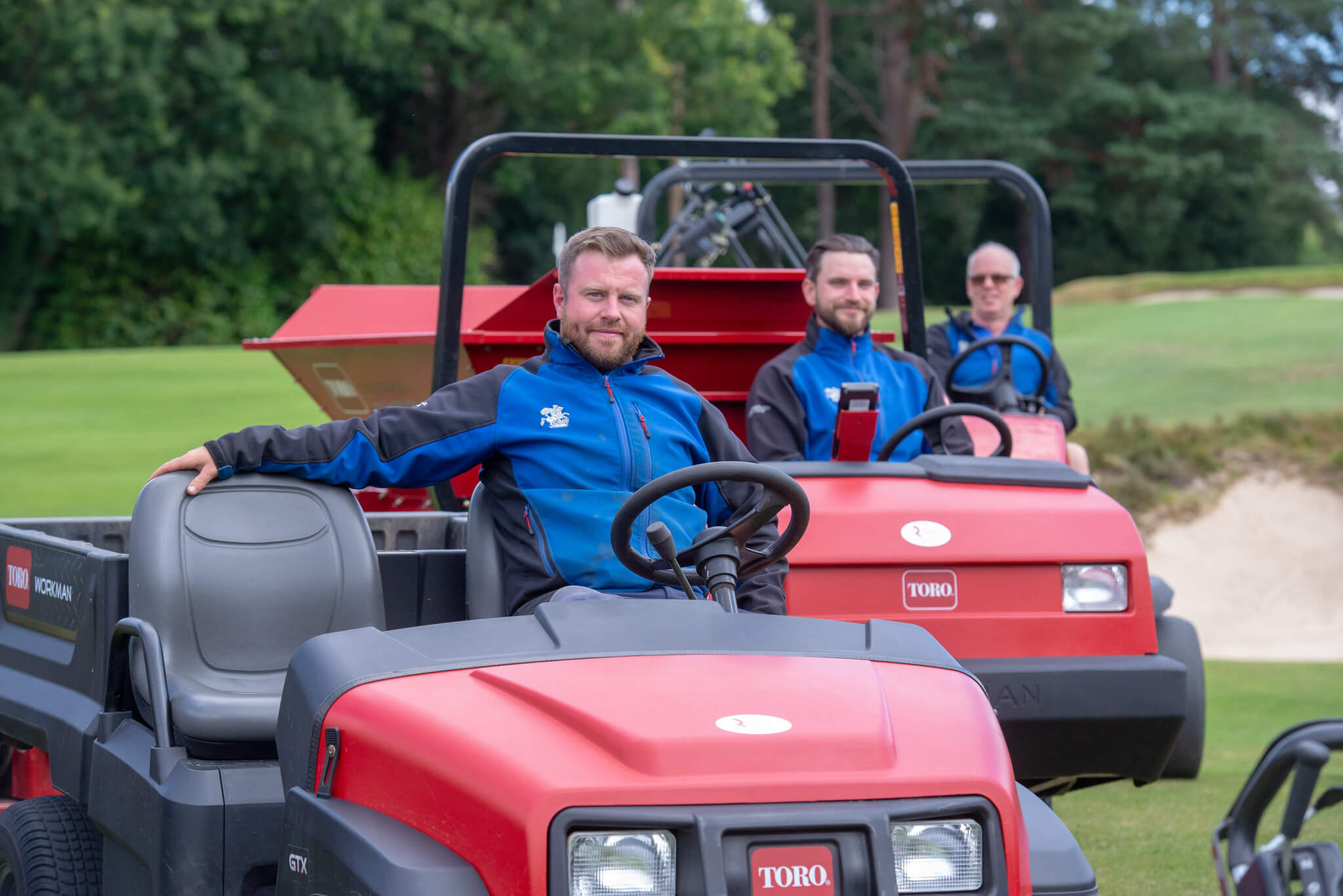 Toro Workman utility vehicle and topdresser at St George’s Hill