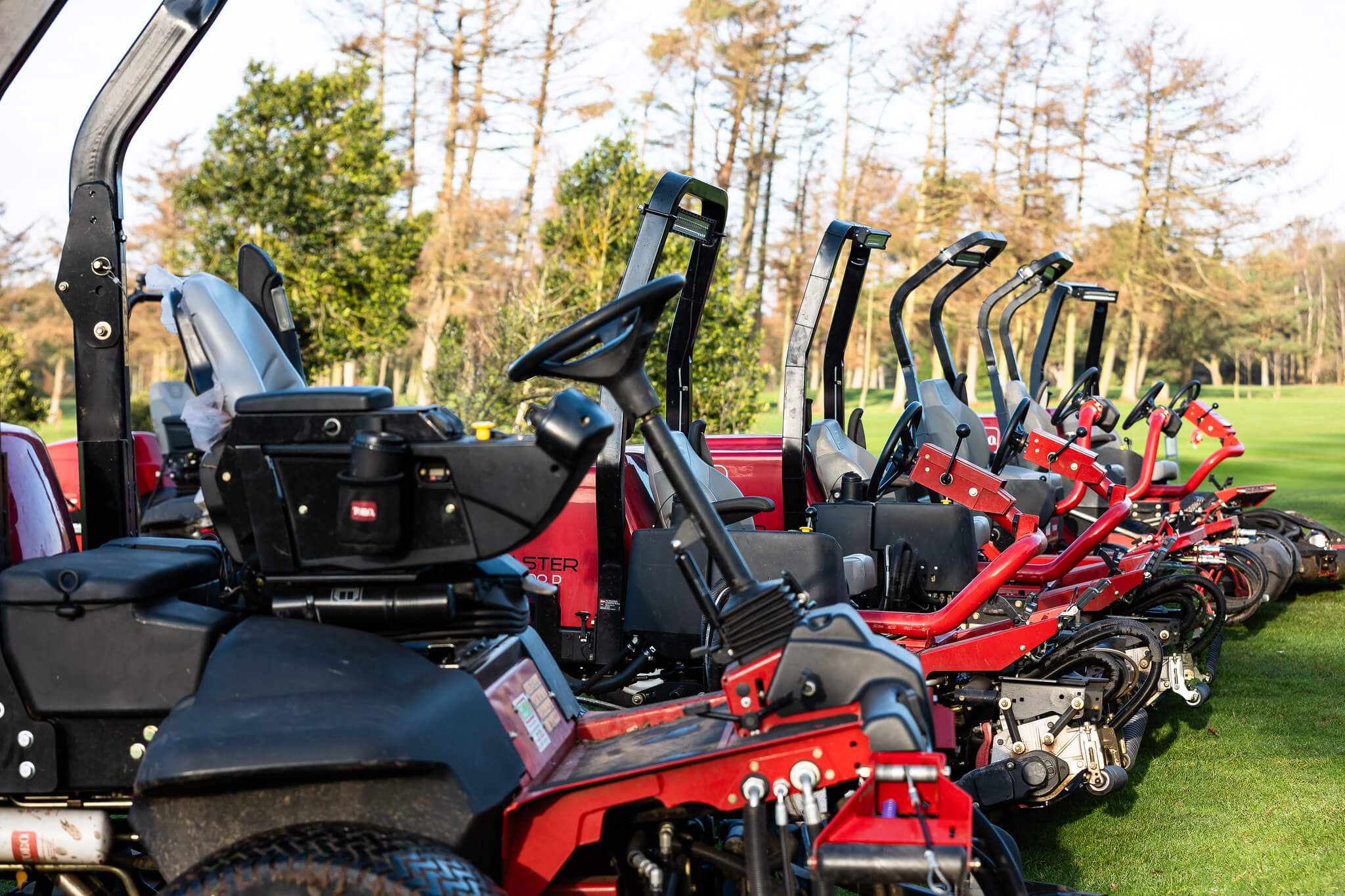 A line up on Toro mowers at Massereene Golf Club.