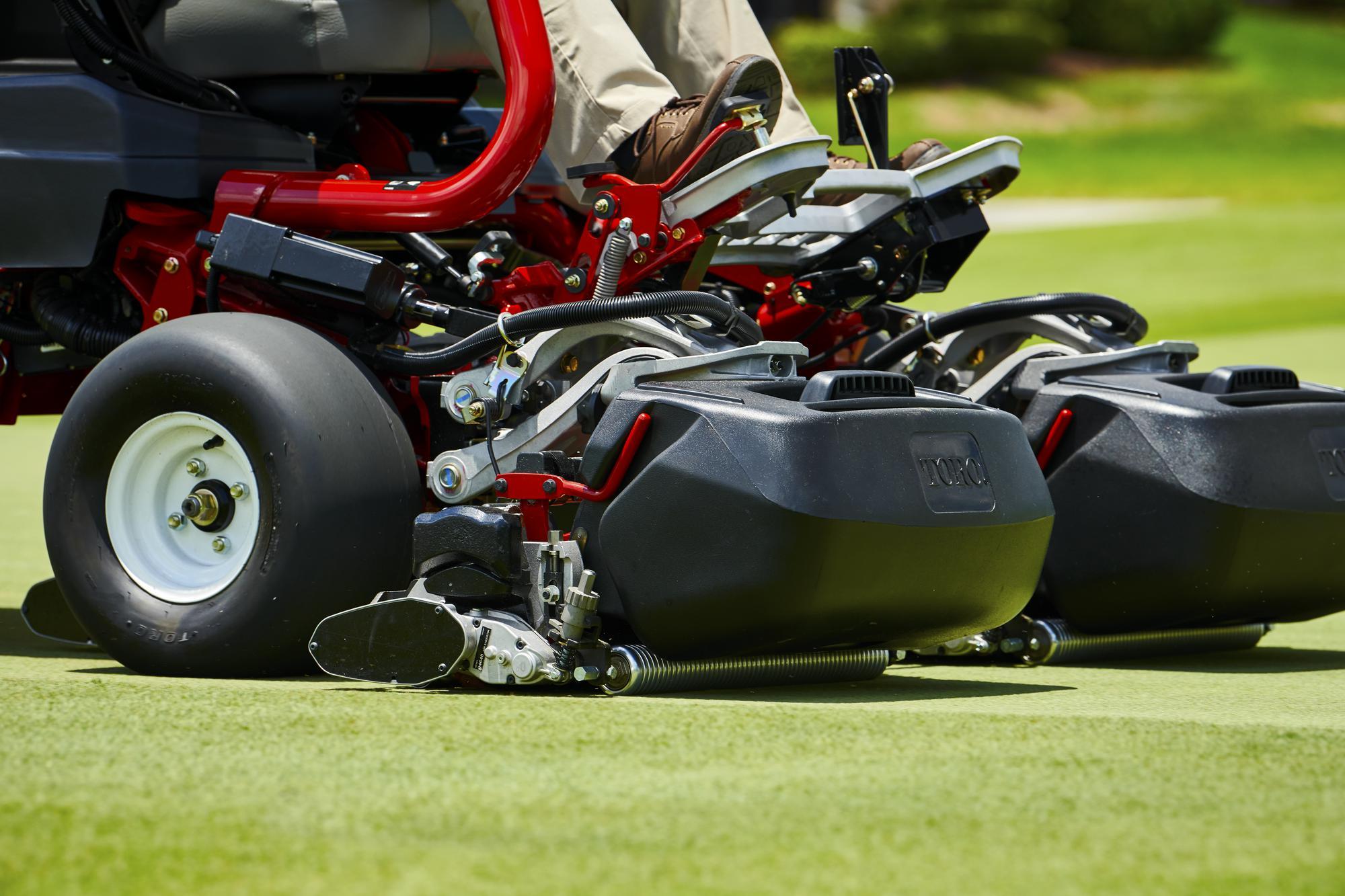 A Toro eTriFlex 3360 mower with turf rollers.