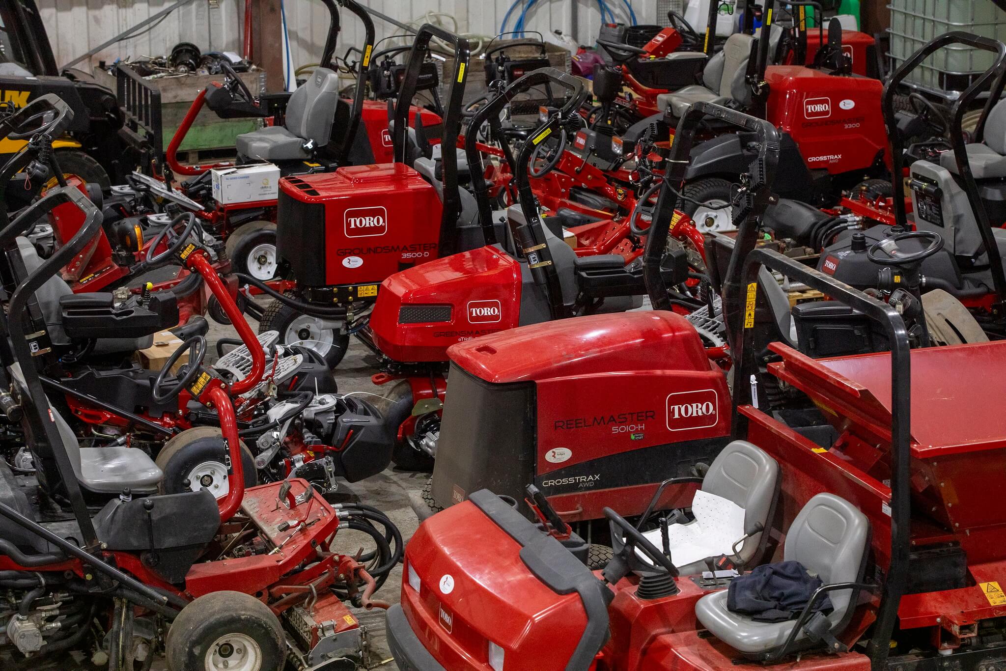 A shed of Toro machinery.