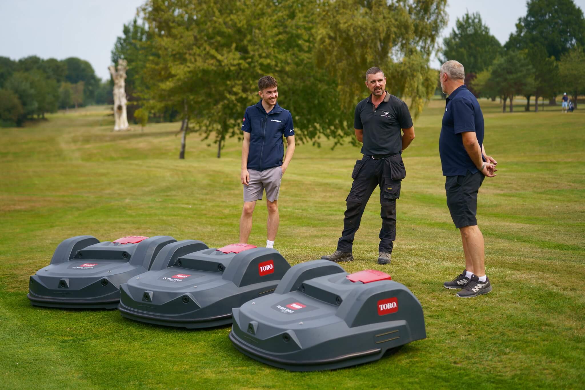 Three Toro robot mowers at Thonock Park.