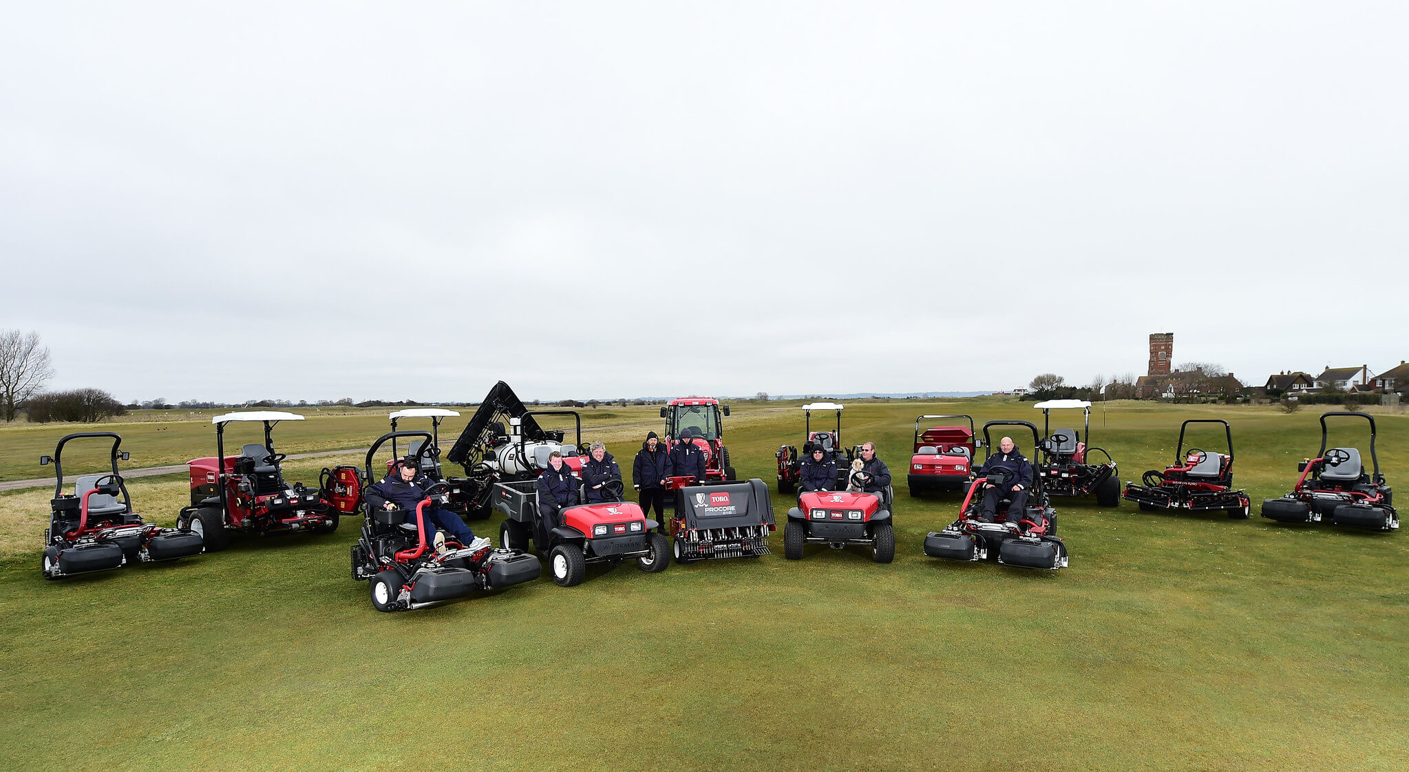 A Toro fleet of machinery on the golf course at Littlestone Golf Club.