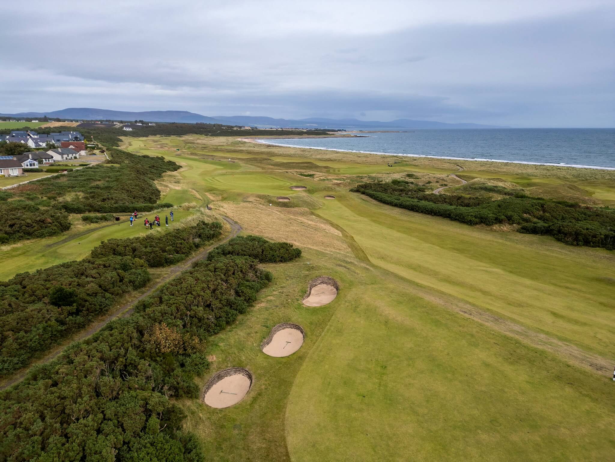 An aerial view of the links course at Royal Dornoch.