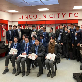 As part of Groundsweek 2023, 24 school children attended the Schools into Stadia event at Lincoln Football Club.