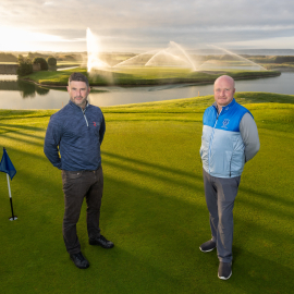 Jon Worrall, Barton-on-Sea Golf Club, right, with Reesink’s Hydro-Scape’s Pete Newton.