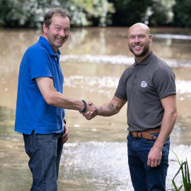 Jim Clements, site manager and scout leader (left) and Reesink's Simon Powell, Otterbine business development manager at Pinewood Scout Centre.