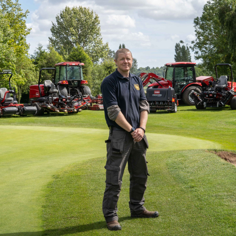 Mark Smith, head greenkeeper at Phoenix Sports and Leisure Club with new fleet of Toro machinery.