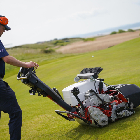 Toro’s popular all-electric Greensmaster eFlex 1021, seen here in action at The Open 2023 at Royal Liverpool Golf Club, is back in stock and available for immediate delivery.