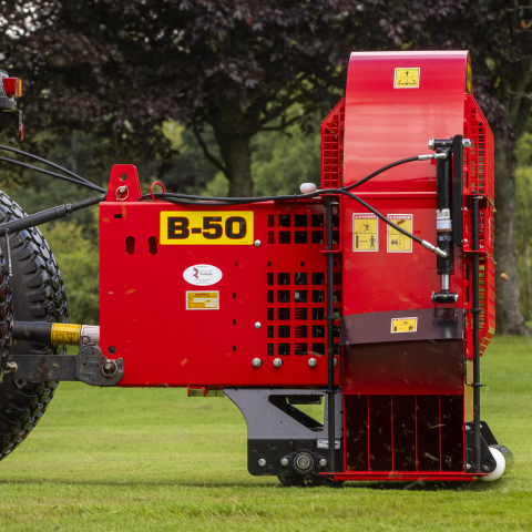 AgriMetal's three attachments of varying horsepower can be attached to the back of a tractor and work in the worst of conditions without marking or compacting the turf.