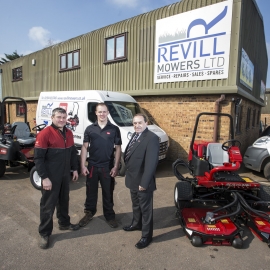 Jason Revill, middle, with his business partner Russell Revill on the left and Lely’s John Pike.