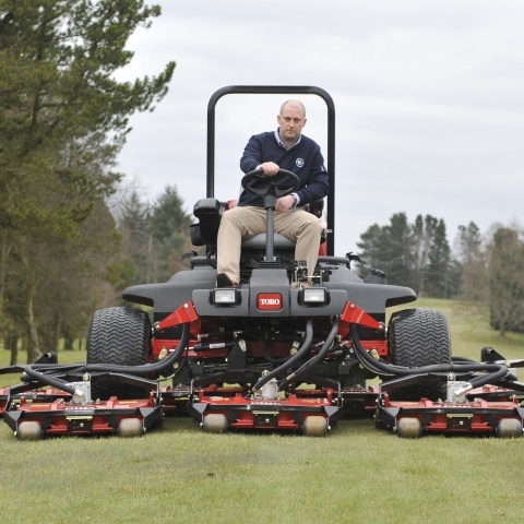 Course manager Mark Crossley on the club’s new Toro Groundsmaster 4700-D.