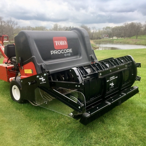 Reesink Turfcare has secured the UK distribution rights for Core Solutions, a core collecting blade attachment, seen here on the Toro ProCore 648, from US-based Nordic Plow.