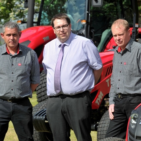 Steven Haynes, middle, joins product manager Scott Turner, on the right, and product specialist Steve Dacey, on the TYM sales team at Lely Turfcare.