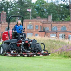 Course manager Chris Godsen on one of the club’s new GM4300-D mowers.