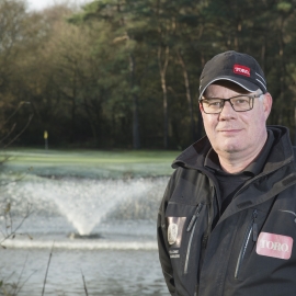 Course manager Kevin Fellows with the club’s Otterbine Sunburst aerating fountain.