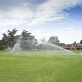 The irrigation system in action at Stratford-On-Avon Golf Club.