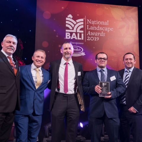 Reesink’s Alastair Rowell, right, presented the award to, from left: Neil Collett, building and technical services manager from CBRE One Snowhill; Stephen Packman, Nurture’s regional manager; Trevor Caplin, Nurture’s contracts manager and Alan Berzi, Nurt