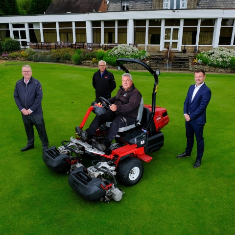 From left: Reesink Turfcare’s Mike Turnbull, Cheshire Turf Machinery’s Steve Halley, course manager Ian Beech and general manager Richard Beech.