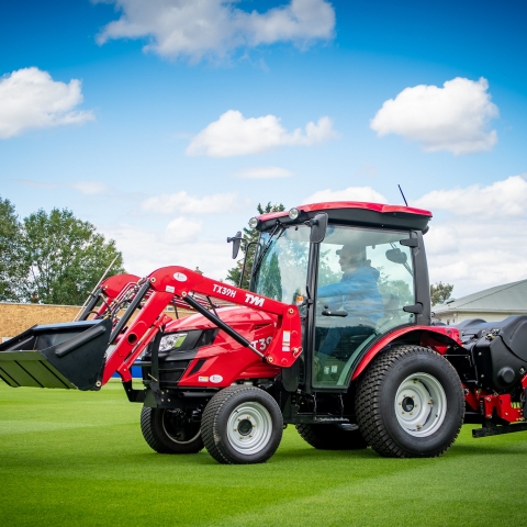 The TYM T393 tractor in action at Crystal Palace Football Club training ground.