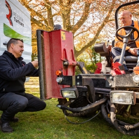 Dover District Council trusts in Reesink Turfcare’s ReeAssure scheme for its machinery maintenance. Picture shows Reesink’s Peter Clarke, left, with Colin Gilmore, Dover District Council’s ground maintenance team leader.