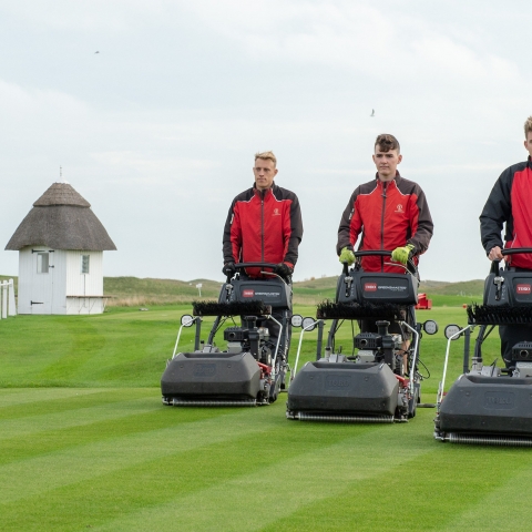 Ably assisting the talented greenkeeping team at Royal St George’s create optimal course conditions for The 149th Open are Toro machinery and irrigation.