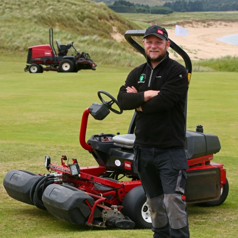 Jason Norwood winner of the Toro Student Greenkeeper of the Year Award 2019 at Reay Golf Club where he is course manager.