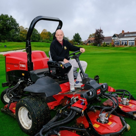 Jim Gilchrist operating the Groundsmaster 4500-D rotary mower.