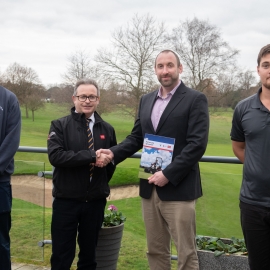 From left: Jamie Wright, Roehampton’s new deputy head greenkeeper, Peter Bradburn, course and grounds manager, Jon Cole from Reesink and David Howe, head greenkeeper.