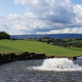 Otterbine’s high volume aerator, shown here at Celtic Manor Resort, moves an impressive 3.3lbs or 1.5kg of oxygen per horsepower hour to keep water clean and clear.