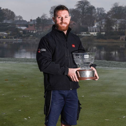 Toro Student Greenkeeper of the Year Awards winner in 2018, Daniel Ashelby from Reddish Vale Golf Club, pictured here with his award, will be a volunteer at The Open in July.