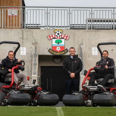 From left, Mark Winder, David Timms and Graeme Mills from Southampton FC., at the Staplewood training ground, Football Development